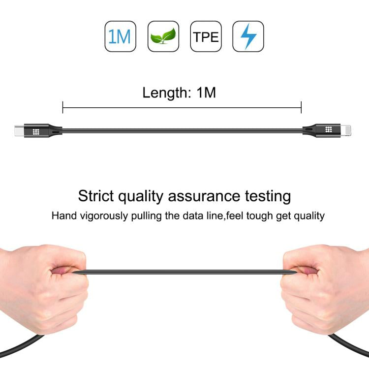 HAWEEL 1m USB-C / Type-C to 8 Pin OTG Sync Data / Charging Cable