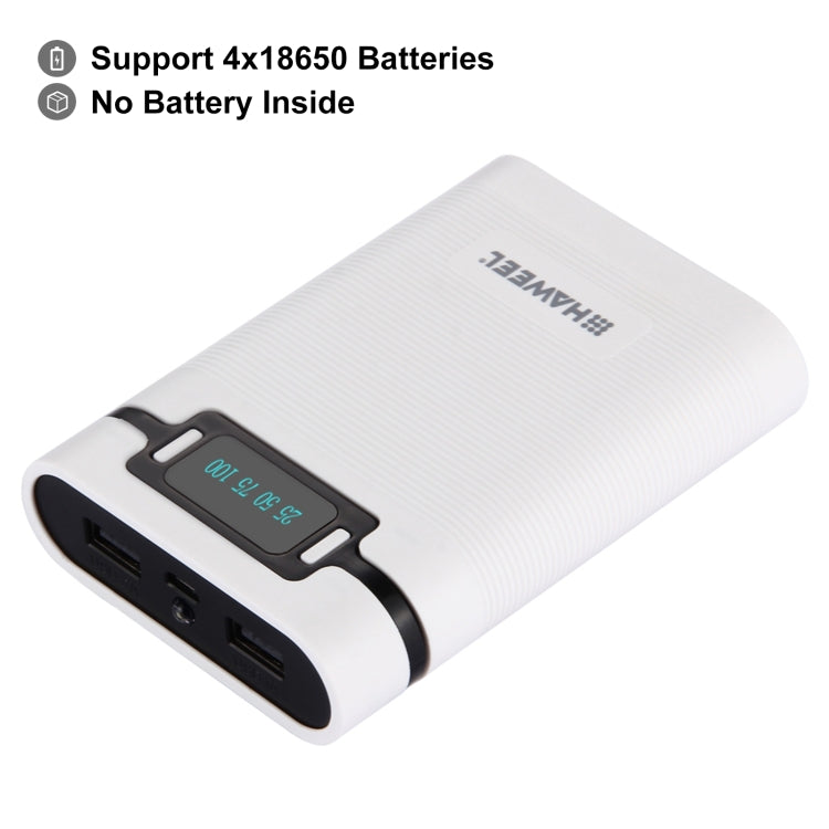 HAWEEL DIY 4 x 18650 Battery (Not Included) 10000mAh Power Bank Shell Box with 2 x USB Output & Display for iPhone, Galaxy, Sony, HTC, Google, Huawei, Xiaomi, Lenovo and other Smartphones, DIY 4x 18650 Batteries 10000mAh