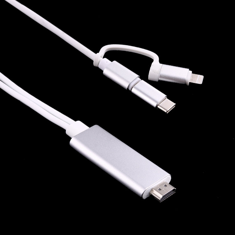3 in 1 Micro USB & 8 Pin & Type-C to HDMI HD 1080P HDTV Adapter Cable