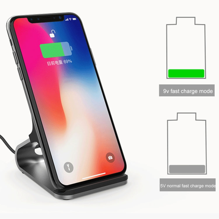 HAMTOD M5 15W Intelligent Dual Coil Design Qi Standard Holder Wireless Charger with Indicator Light, Support Fast Charging, M5 Silver, M5 Black
