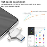 4 in 1 32GB USB 3.0 + 8 Pin + Mirco USB + USB-C / Type-C Dual-use Flash Drive with OTG Function, 32GB