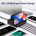 828W 7 in 1 60W QC 3.0 USB Interface + 4 USB Ports + USB-C / Type-C Interface + Wireless Charging Multi-function Charger with Mobile Phone Holder Function, UK Plug, UK Plug White, UK Plug Black