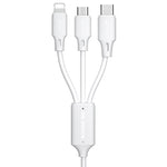 WK WDC-103 3A 3 In 1 8 Pin + Micro USB + Type-C / USB-C Fullspeed Pro Charging Data Cable, Length: 1.15m