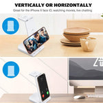 10W 3 in 1 QC 3.0  Vertical Multi-function Wireless Charger with Stand Function, Suitable for Mobile Phones / Apple Watch / AirPods