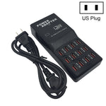 W-858 12A 12 Ports USB Fast Charging Dock Desktop Smart Charger AC100-240V, US Plug, US Plug