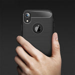For iPhone XR Brushed Texture Carbon Fiber Shockproof TPU Protective Back Case, For iPhone XR