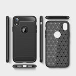 For iPhone XR Brushed Texture Carbon Fiber Shockproof TPU Protective Back Case, For iPhone XR