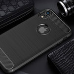 For iPhone XR Brushed Texture Carbon Fiber Shockproof TPU Protective Back Case, For iPhone XR