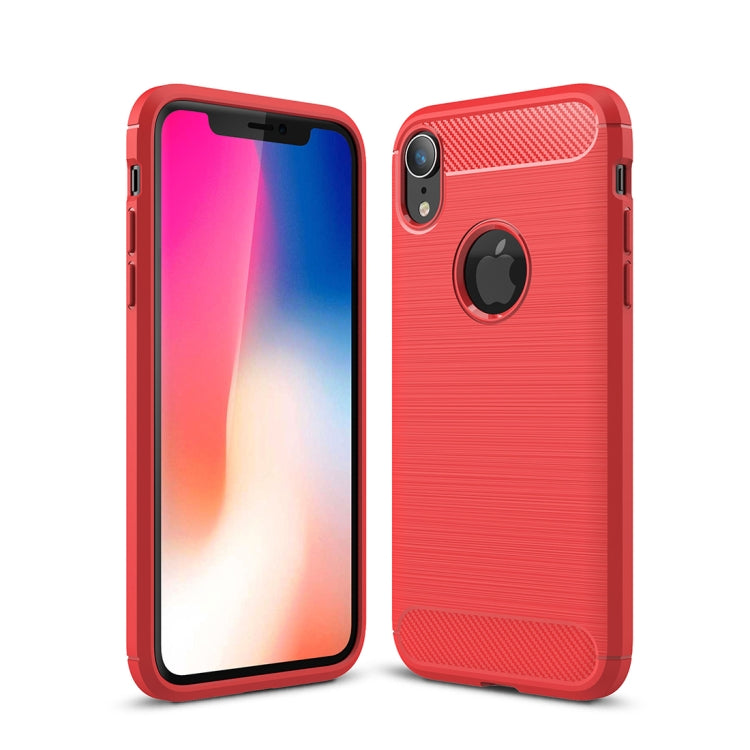 For iPhone XR Brushed Texture Carbon Fiber Shockproof TPU Protective Back Case, For iPhone XR