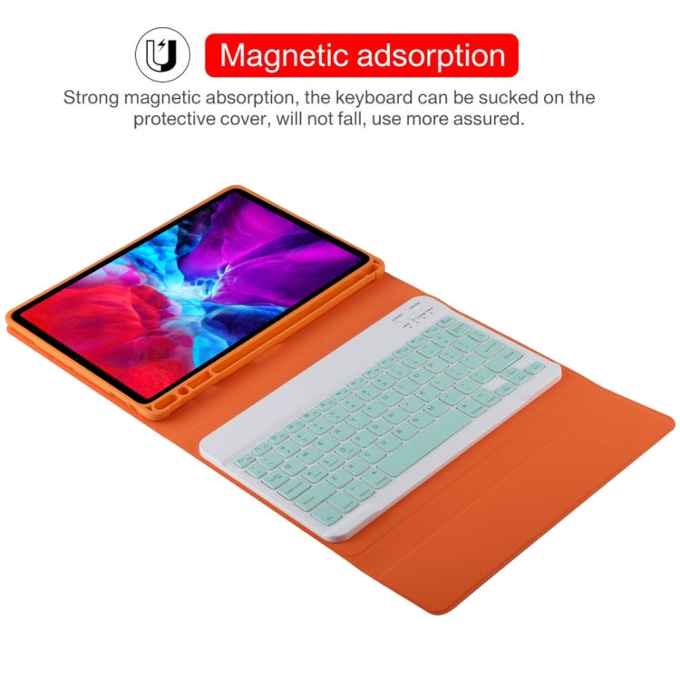 TG11B Detachable Bluetooth Green Keyboard + Microfiber Leather Tablet Case for iPad Pro 11 inch (2020), with Pen Slot & Holder, Green Keyboard