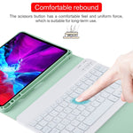 TG11BS Detachable Bluetooth White Keyboard Microfiber Leather Tablet Case for iPad Pro 11 inch (2020), with Backlight & Pen Slot & Holder, White Keyboard