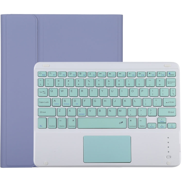 TG-102BC Detachable Bluetooth Green Keyboard + Microfiber Leather Tablet Case for iPad 10.2 inch / iPad Air (2019), with Touch Pad & Pen Slot & Holder, Green Keyboard