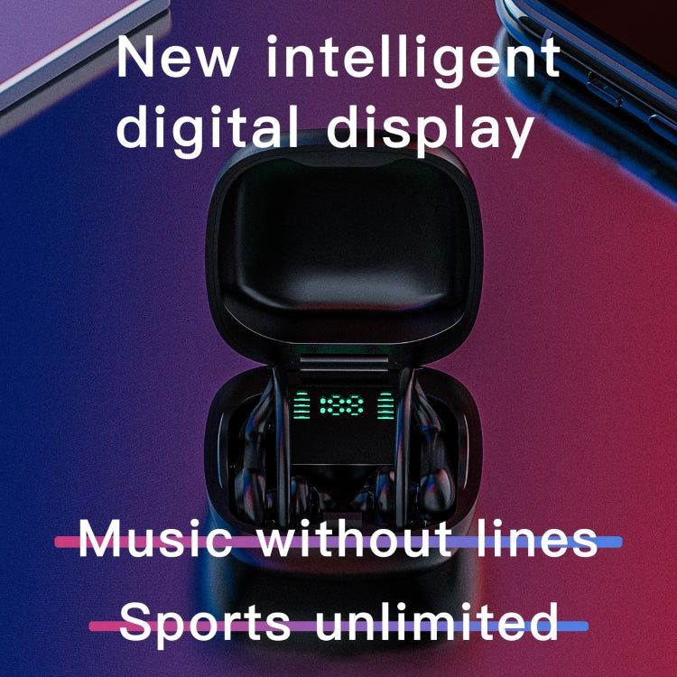 258 Wireless Ear-mounted Bluetooth Earphone with Charging Box & Digital Display, Support Touch & HD Call & Voice Assistant & NFC, MD03 Black, 258 White