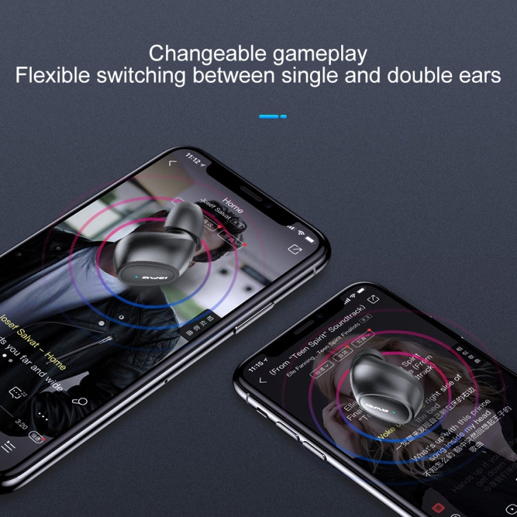 awei T6 TWS Bluetooth V5.0 Ture Wireless Sports Headset with Charging Case