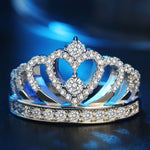 Princess Queen Crown-shaped Platinum Plated Zircon Ring, US Size: 10, Diameter: 19.8mm , Perimeter: 62.1mm, 10
