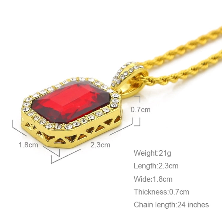 Hip Hop Mini Rhinestone Colorful Pendant Twist Gold Chain Necklace for Men, JEWE0309AA, JEWE0309AB, JEWE0309AC, JEWE0309AD