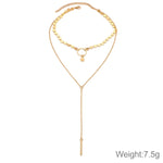 Simple Sexy Handmade Sequins Star Tassels Circle Clavicle Chain Long Pendant Double-layer Chain, Double-layer Chain