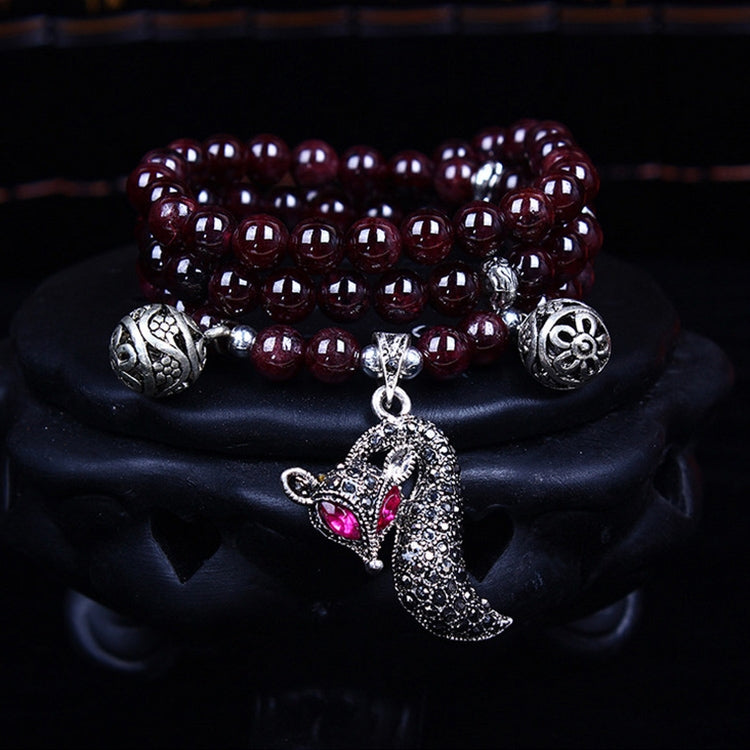 Fashion Jewelry Accessory Garnet Beads Bracelet, Red Agate & Elephant, Red Agate & Pi Xiu, Violitde, Garnet, Blue Sandstone & Calabash, Red Agate & Buddha Head, Aquamarine & Longevity Lock, White Jade, Pink Crystal & Cat, Pink Crystal & Elephant & Fish