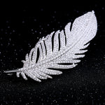 Simple Lady Feather Pattern High-grade Platinum Suits Corsage Brooch, Feather Pattern