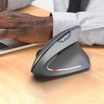 HXSJ T29 Bluetooth 3.0 Wireless Bluetooth 6-Keys 2400 DPI Adjustable Ergonomics Optical Vertical Mouse, 6 Buttons T29 Grey
