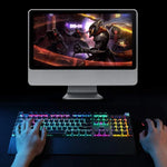 AULA F2088 108 Keys Mixed Light Mechanical Blue Switch Wired USB Gaming Keyboard with Metal Button, Blue Switch Black