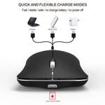 HXSJ T23 Bluetooth 5.0 + Bluetooth 3.0 + 2.4GHz Wireless Three Modes 4-Keys 1600 DPI Adjustable Ergonomics Optical Mouse, T23 Black