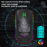 HXSJ T66 7 Keys Colorful Lighting Programmable Gaming Wireless Mouse, T66(White)