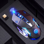 YINDIAO A4 2.4GHz 1600DPI 3-modes Adjustable Rechargeable Wireless Silent Gaming Mouse (Grey Silver), Black Silver