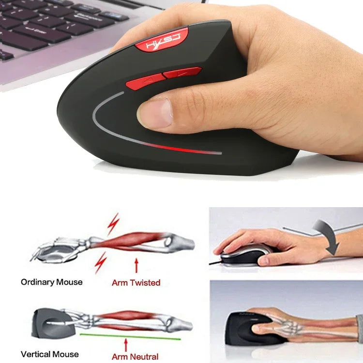 HXSJ T24 6 Buttons 2400 DPI 2.4G Wireless Vertical Ergonomic Mouse with USB Receiver, 6 Buttons T24 Black, 6 Buttons T24 Grey