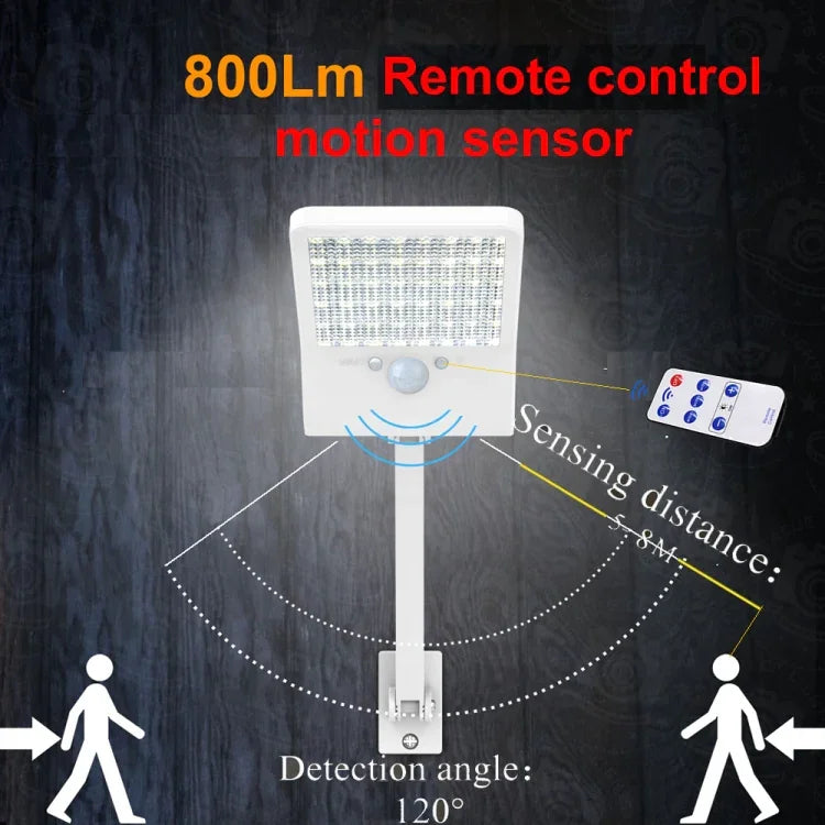 6W 800LM 48 LEDs Solar Remote Control Flat Lamp with Bracket