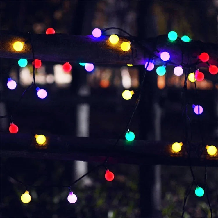 Ball Shape 30 LEDs Outdoor Waterproof Christmas Festival Decoration Solar Lamp String
