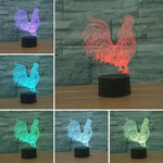 Cock Shape 3D Colorful LED Vision Light Table Lamp, 16 Colors Remote Control Version, 16 Colors Remote Control Version