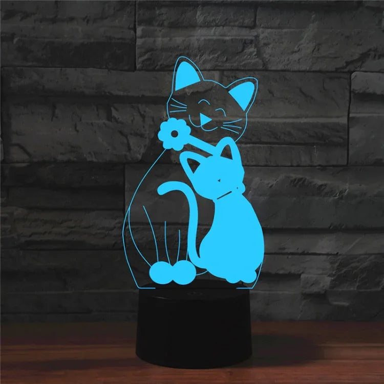 Cat Shape 3D Colorful LED Vision Light Table Lamp, Crack Touch Version, Crack Touch Version