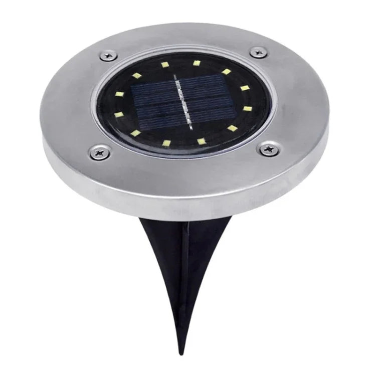 2 PCS 12 LEDs Solar Powered Buried Light Under Ground Lamp IP65 Waterproof Outdoor Garden Street Light, 12 LEDs