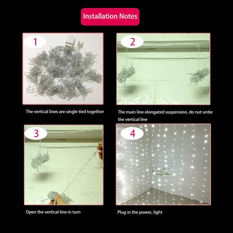 300 LEDs Curtain String Light with End Joint & Multi-function Controller & Memory Waterproof, EU Plug, AC 220V, Blue Light EU Plug, Colorful Light EU Plug, White Light EU Plug, Warm White EU Plug