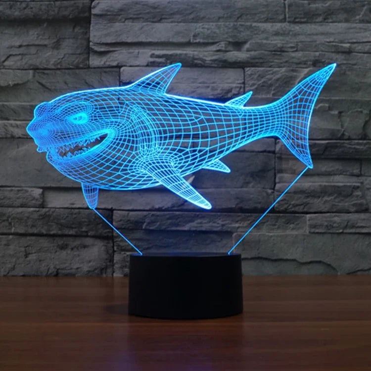 7 Color Discoloration Creative Visual Stereo Lamp Desk Lamp Night Light, Side Face Shark Style