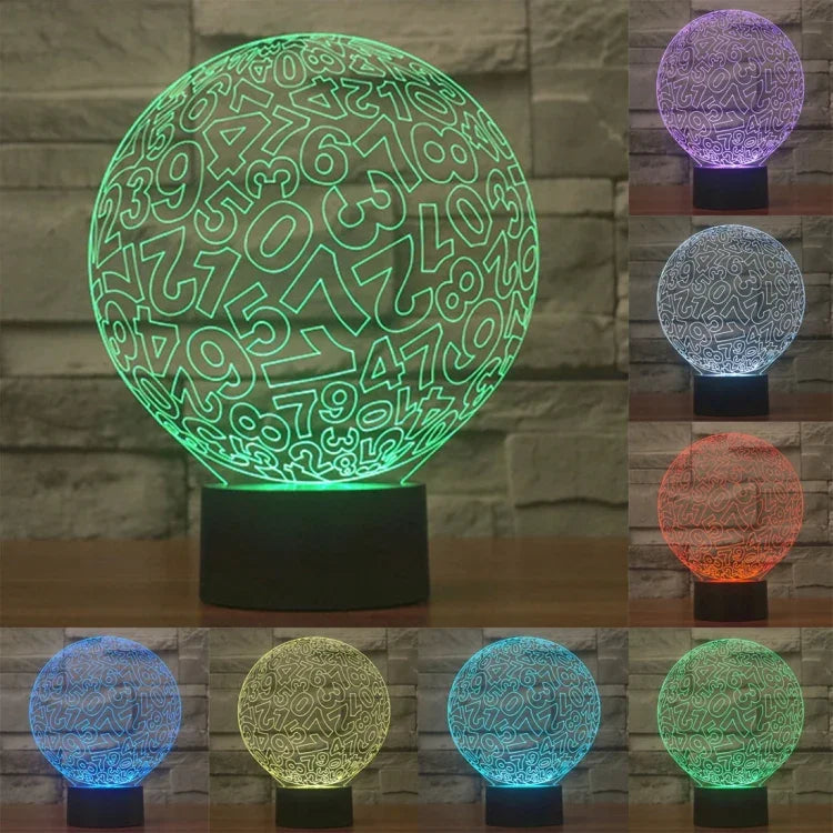 7 Color Discoloration Creative Visual Stereo Lamp Desk Lamp Night Light, Numbers Style