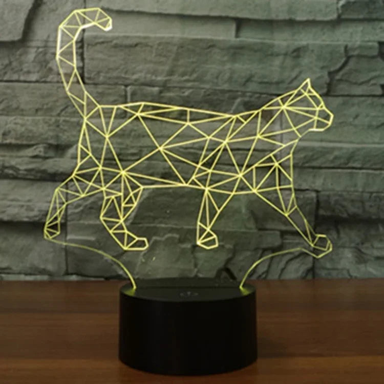 7 Colour Discoloration Creative Visual Stereo Lamp Desk Lamp Night Light, Walking Cat Shape