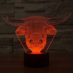7 Colour Discoloration Creative Visual Stereo Lamp Desk Lamp Night Light, Cow Style