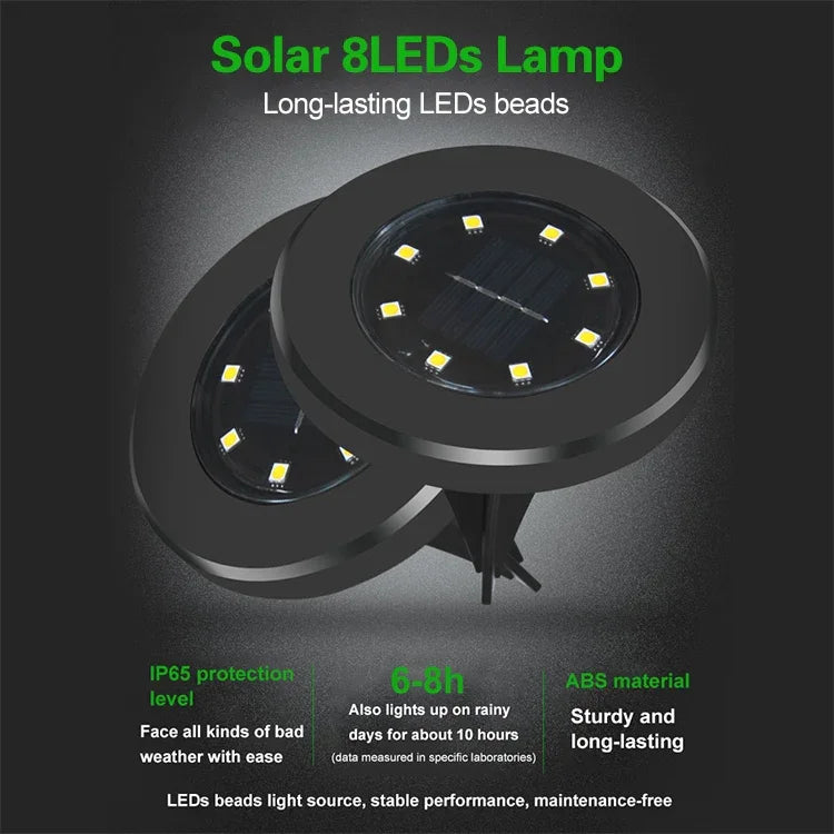 4 PCS 8 LEDs IP65 Waterproof Solar Powered Buried Lamp Garden Villa Garden Lawn Decorative Spotlight