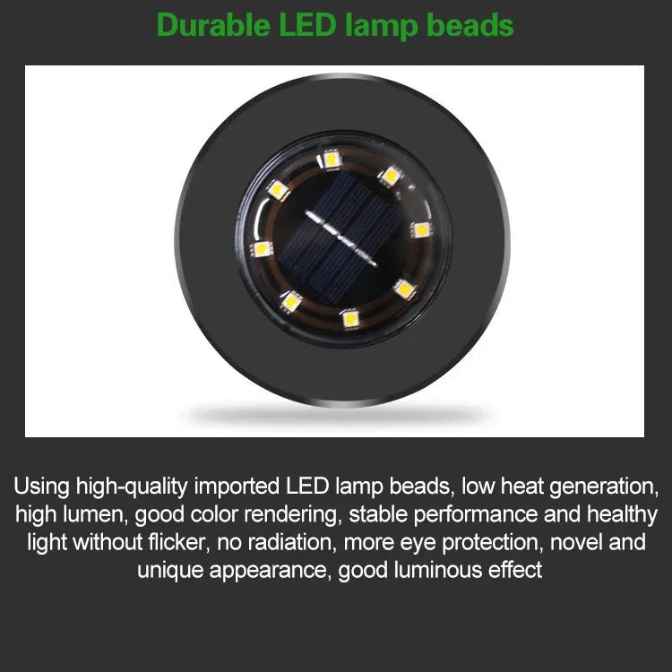 4 PCS 8 LEDs IP65 Waterproof Solar Powered Buried Lamp Garden Villa Garden Lawn Decorative Spotlight