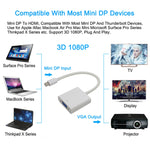 1080P Mini DisplayPort to VGA Cable Adapter, Mini DP to VGA (White), Mini DP to VGA (Black)