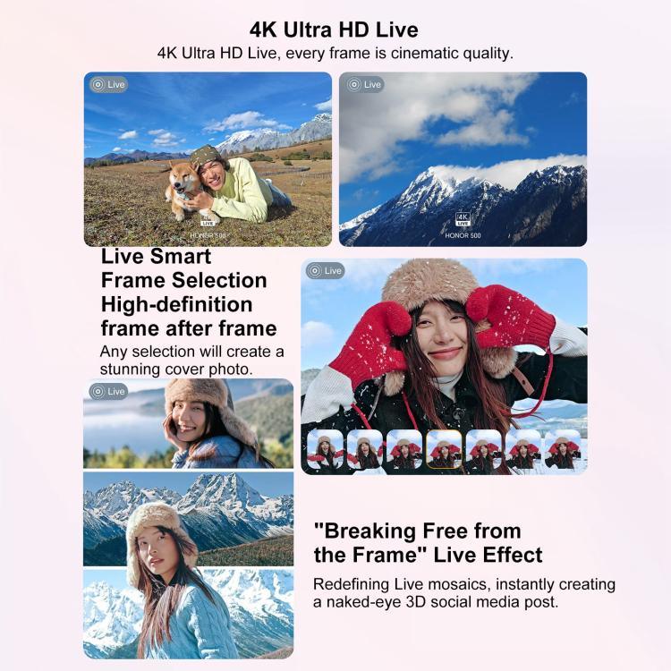 Honor 500, 16GB+512GB, Screen Fingerprint, 6.55 inch MagicOS 10.0 / Android 16 Snapdragon 8s Gen 4 Octa Core, Network: 5G, NFC, OTG, Honor 500, 16GB+512GB