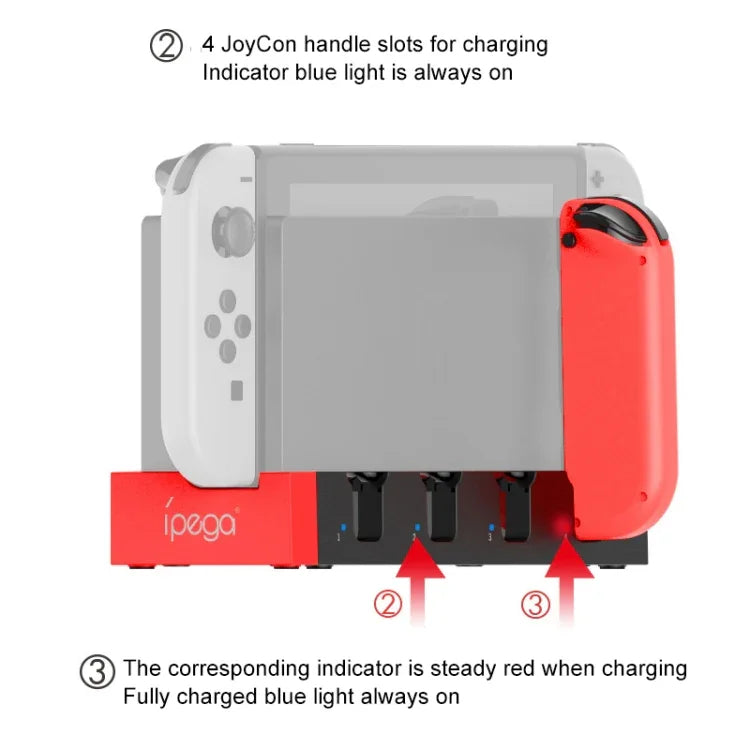 iPega PG-9186 Game Controller Charger Charging Dock Stand Station Holder with Indicator for Nintendo Switch Joy-Con, PG-9186