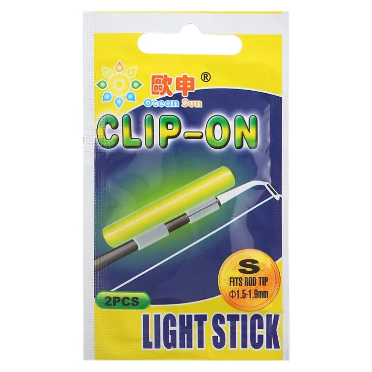 5 Packs OCEAN SUN Clip-On Luminous Float Night Fishing Light Stick, S, Fits Rod Tip 1.5-1.9mm, Clip-On, S