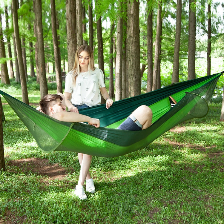Portable Outdoor Camping Full-automatic Nylon Parachute Hammock with Mosquito Nets, Size : 290 x 140cm, 290x140cm Green, 290x140cm Blue, 290x140cm Orange, 290x140cm Camouflage, 290x140cm Army Green, 290x140cm Black, 290x140cm Dark Blue                 ...