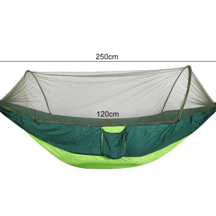 Portable Outdoor Camping Full-automatic Nylon Parachute Hammock with Mosquito Nets, Size : 250 x 120cm, 250x120cm Army Green