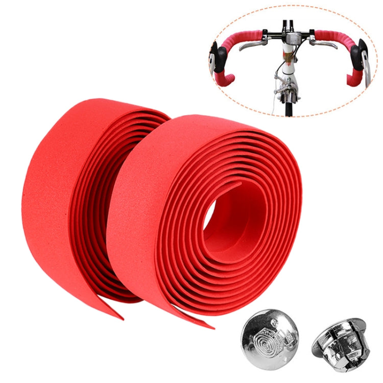 1 Pair Cycling Road Bike Sports Bicycle Cork Handlebar Tape Wrap + 2 Bar Plug, 2m Red, 2m White, 2m Yellow, 2m Black, 2m Pink, 2m Green, 2m Blue