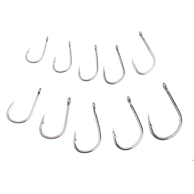 500 PCS Mixed Size Fish Barbed Hook Fishing Hooks with Hole, 6-15 # with Hole