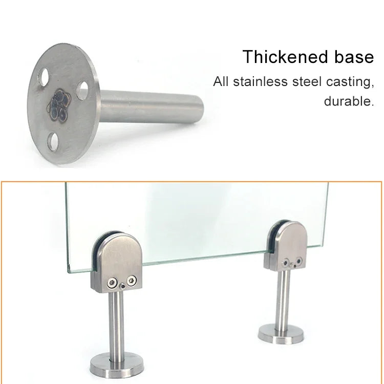 201 Stainless Steel Glass Fish Mouth Support Rod Fixing Clip with 14x80mm Rod, Specification: L, L, with 14x80mm Rod